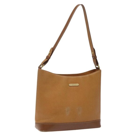 BURBERRY Shoulder Bag Leather Brown Gold Auth ti2942 - Picture 1 of 16
